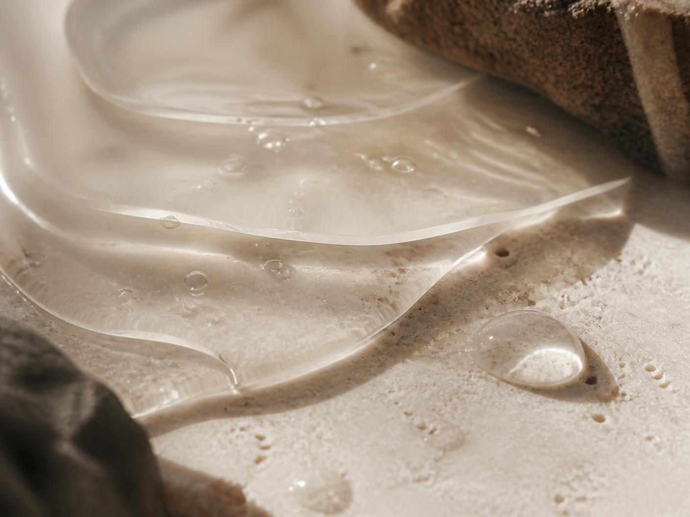 Translucent hydrogel skincare texture